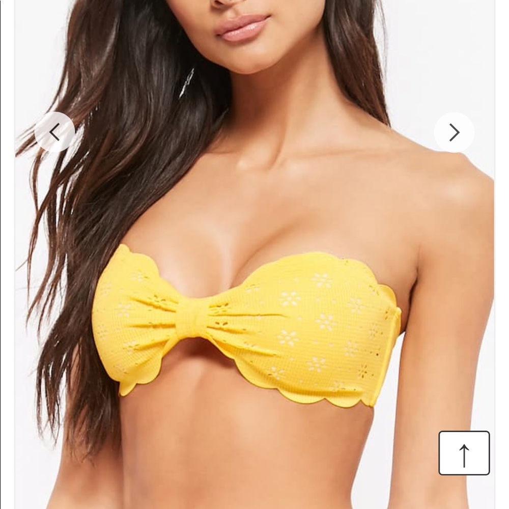 Floral eyelet bandeau bikini top and bottom